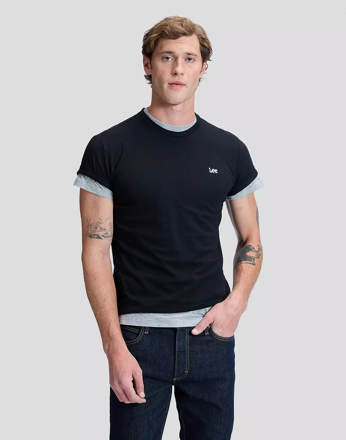 TWIN PACK CREW BLACK/GREY