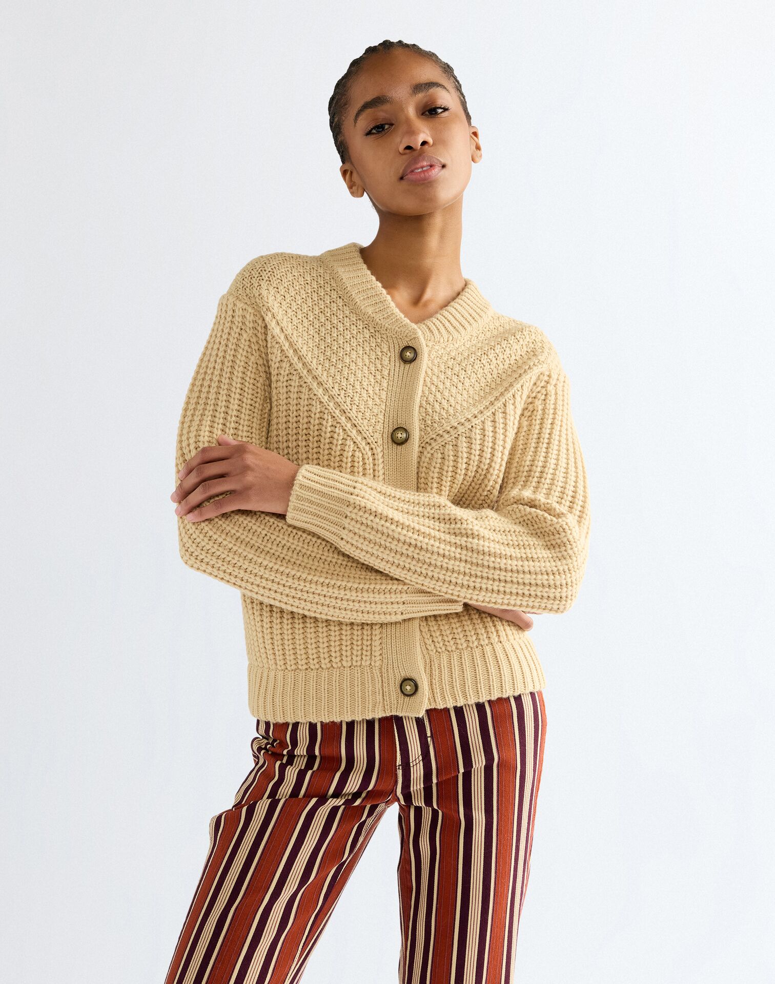 WESTERN CARDIGAN PEBBLE