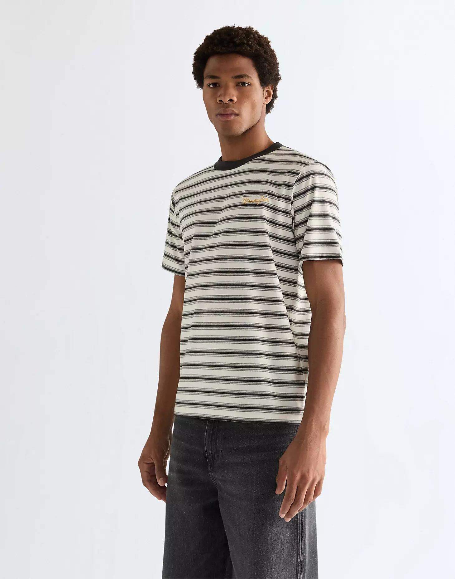 STRIPE TEE WORN WHITE