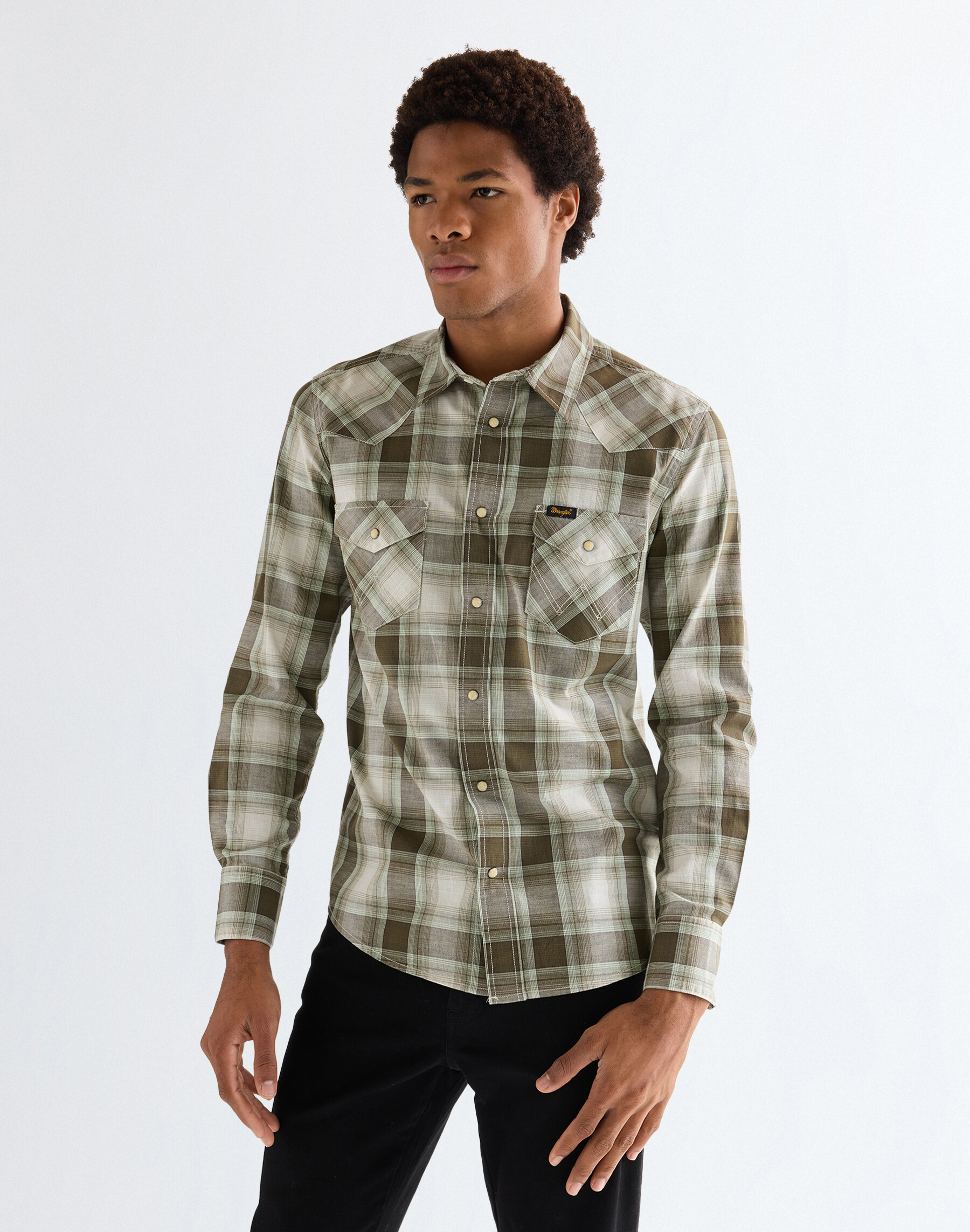 WESTERN SHIRT GREEN TAN